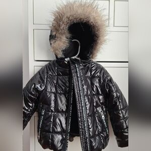 Toddler ROMMY HILFIGER Black Puffer Jacket with Fur Hood